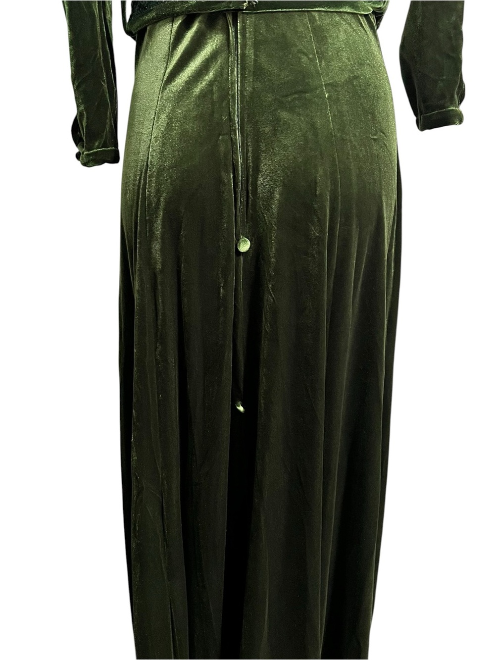 Classic Green Velvet Evening Dress Unbranded S/M (2-6) off-shoulder witchy - Picture 6 of 7